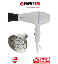 POWERTEC TR-501+Renkli Vigo Başlıklı Profesyonel Renkli Fön Makinesi Beyaz