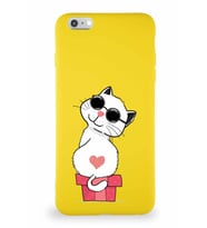 Apple iPhone 6S Plus Soft Premier Kapak Coolcat Tasarımlı Silikon Kılıf - Sarı (Şeffaf)