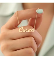Modern Stil İsimli Altın Kaplama Gümüş Kolye (Gold)