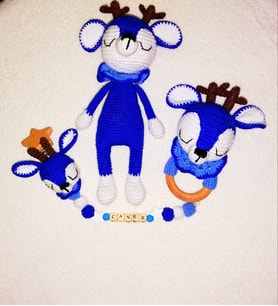 Uykucu Geyik Uyku Arkadaşı Takımı Amigurumi Organik Oyuncak