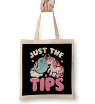 Funny Just The Tips Cute Narwhal Unicorn Pun Bez Çanta Uzun Saplı