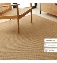Ocean Home Textile Yıkanabilir Jüt Görünümlü Naturel Renk Hasır Desenli Halı Kilim 200 x 290 cm