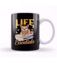Cute Life Essentials Are Coffee, Books, and Cats Kupa Bardak Porselen