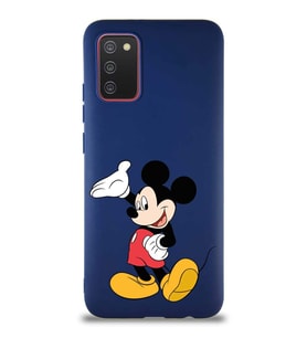 Samsung Galaxy A02S Soft Premier Kapak Mickey Mouse-C Tasarımlı Silikon Kılıf - Lacivert (Şeffaf)