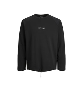 Jack Jones Jconavigator Sweat Crew Neck Erkek Günlük Sweatshirts 12229348-BLACK Siyah