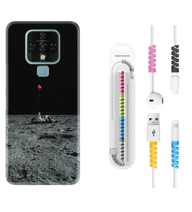 Tecno Camon 16 18P Pova 3 Pova Neo Kılıf Kablo Koruma Spiral Silikon Astronoot Red Baloon 1608