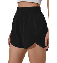 Ghassy Co. Kadın Yüksek Bel Cepli Koşu Fitness Egzersiz Boxer Taytlı Şort  (Siyah)