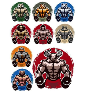 Fitnesci Hayvanlar Sticker Set 9 Parça Telefon, Tablet, Defter, Laptop Sticker