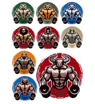 Fitnesci Hayvanlar Sticker Set 9 Parça Telefon, Tablet, Defter, Laptop Sticker