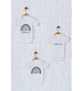Pia Baby Premium %100 Pamuk İsme Özel Organik Baskılı Üçlü Set Çıtçıtlı Bebek Body Zıbın Modelleri 5091-18 (Ekru)