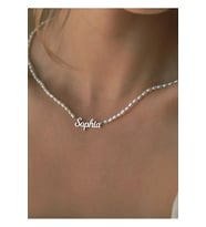 925 Ayar Gümüş Organik İnci Choker İsim Kolye