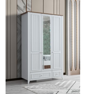 Yalı Modern 3 Kapaklı Aynalı Elbise Dolabı 125*60*211