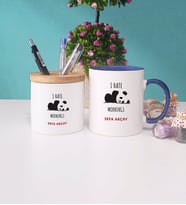 Sevimli Panda Kupa Bardak ve Kalemlik Hediye Seti (Model 1)