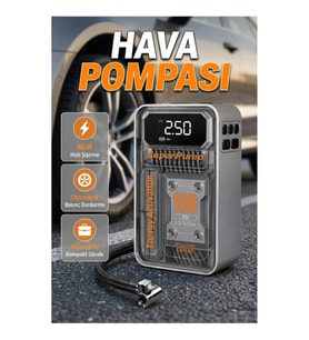 Dijital Ekranlı Kablosuz Hava Pompası – 150 PSI, 6000 mAh, Otomatik Kapanma
