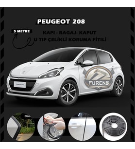 Peugeot 208 Oto Araç Kapı Koruma Fitili 5metre Parlak Siyah Renk