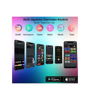 yenilzd  Matrix Kayan Yazı Emoji LED Ekran Programlanabilir 17x7cm Tabela Araba Bluetooth APP Kontrol USB LED (RGB)