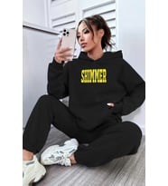 Unisex Shimmer Baskılı Eşofman Takımı (Siyah)