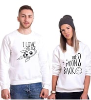 Tshirthane I Love You To The Moon Back Sevgili Kombinleri Sweatshirt Kombini (Tek Ürün Fiyatıdır.)