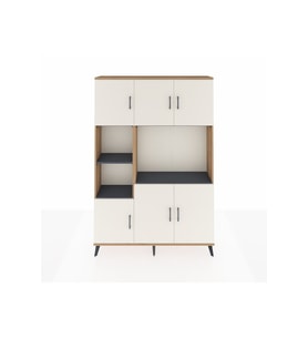Arges Dolap 9 Raflı 6 Kapaklı 132x30x195 Çam-Aytaşı/Antrasit