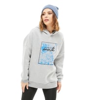 Go Veform Kapüşonlu Baskılı Üç İplik Kadın Sweatshirt Gri ZN5026