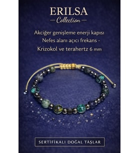Sertifikalı Akciğer Genişleme Enerji Kapısı Nefes Alanı Açıcı Frekans Bilekliği - Krizokol Doğaltaş (Çok Renkli)