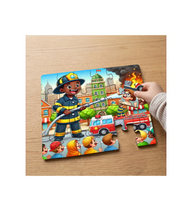 Kahraman İtfaiyeci Tasarımlı 24 Parça Ahşap Çocuk Puzzle MPK0251