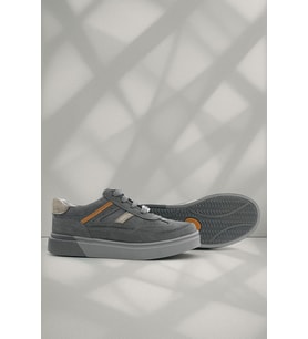 Rakerplus Gri Hakiki Deri Bağcıklı Gri Tabanlı Çocuk Sneaker Ayakkabı