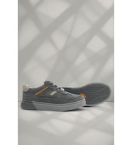 Rakerplus Gri Hakiki Deri Bağcıklı Gri Tabanlı Çocuk Sneaker Ayakkabı