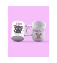 Best Friends Kedi Fare Tasarım 2'li Kupa Seti