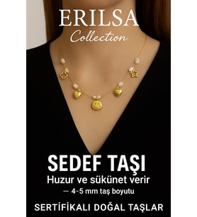 Sertifikalı Gold Sedef Taşı Şans Charm Kolye - Işıltı Serisi (Çok Renkli)