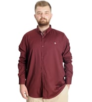 Mode XL Büyük Beden Erkek Gömlek U.Kol Tom Oxford 23303 Bordo