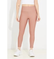 Yüksek Bel Esnek Spor Tayt KOYU GÜL KURUSU (Pembe-Gülkurusu)