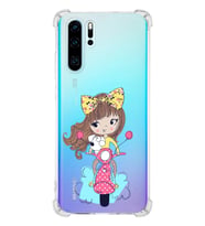 Huawei P30 Pro Uyumlu Köşe Korumalı Antişok Kapak Vespagirl Tasarımlı Şeffaf Silikon Kılıf