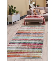 Dijidekor Halı Multi Cool Yıkanabilir Saçaksız Kesme İnce Yolluk Kilim Salon Halısı Modelleri (Çok Renkli-Multı)