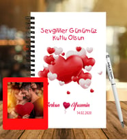 Sevgililer Gününe Özel Ahşap Defter Kalem &  Instagram Çerçeve Hediye Seti 32