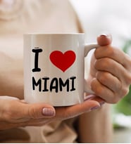 BK Gift I Love Miami Tasarımlı Beyaz Kupa Bardak