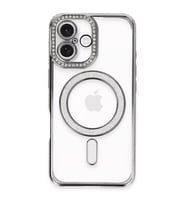 Iphone 16 Plus Kılıf Joke Simli Magneticsafe Kılıf - Gri