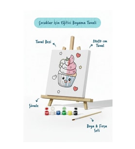 Cupcake Fil Boyama Tuvali – Şövaleli Boya Seti 20x20