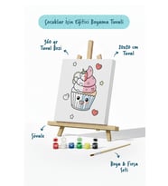 Cupcake Fil Boyama Tuvali – Şövaleli Boya Seti 20x20