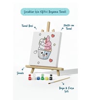 Cupcake Fil Boyama Tuvali – Şövaleli Boya Seti 20x20