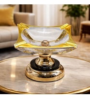 Gold Detaylı Kristal Küllük Tasarım, Lüks Ayaklı Dekoratif Küllük (Silver)