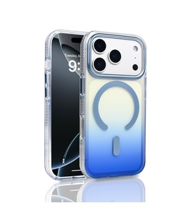 Apple iPhone 17 Pro Uyumlu Kılıf M-safe Şarj Özellikli Transparan Renk Geçişli Zore Toros Kapak (Mavi)