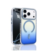 Apple iPhone 17 Pro Uyumlu Kılıf M-safe Şarj Özellikli Transparan Renk Geçişli Zore Toros Kapak (Mavi)