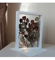 Ledli 25x35 Cm Çift Yönlü Beyaz Derin Gül Çerçevesi! Gelin Buketi Çerçevesi!