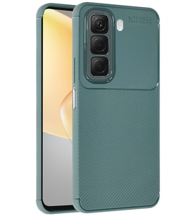 İnfinix Hot 50 4G Kılıf Karbon Silikon Case Kapak (Koyu Yeşil)