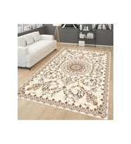 Rovigo Home Dijital Baskı Yıkanabilir Kaymaz Taban Salon Halısı RVG0639 (Krem)