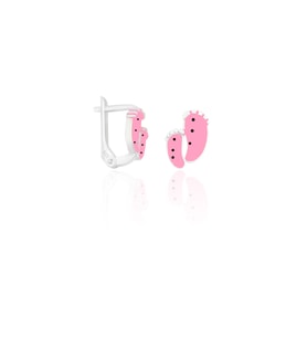 925 Ayar Gümüş Çocuk Küpesi Pembe Ayak İzi Çocuk Küpe ST099