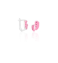 925 Ayar Gümüş Çocuk Küpesi Pembe Ayak İzi Çocuk Küpe ST099