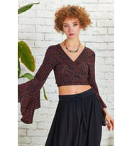 İspanyol Kol Crop Bluz (KAHVE)