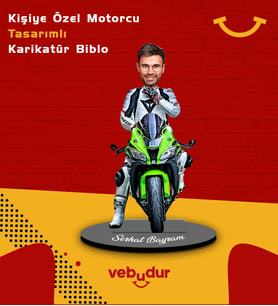 Kişiye Özel Motorcu Tasarımlı Karikatür Biblo Erkek Model-9